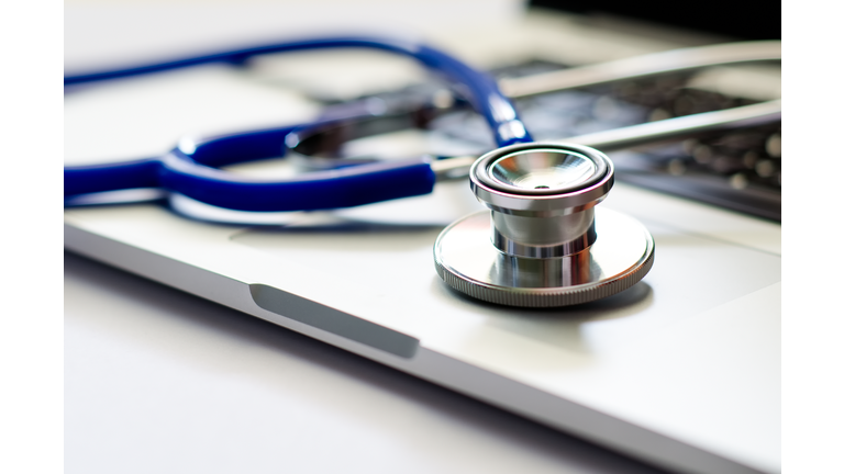 Stethoscope on Computer Laptop Keyboard