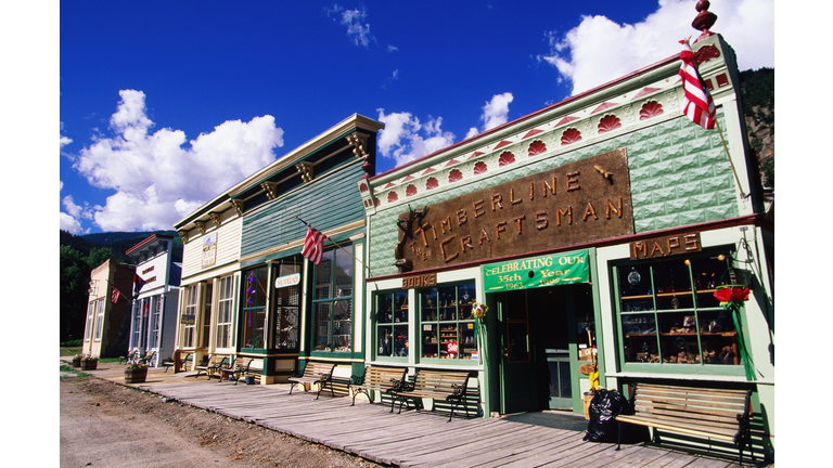 Downtown shopfronts.