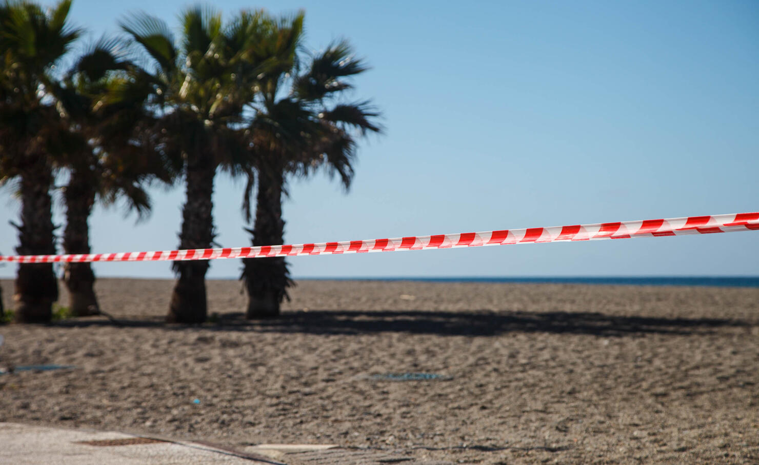 Tape across beach in Spain