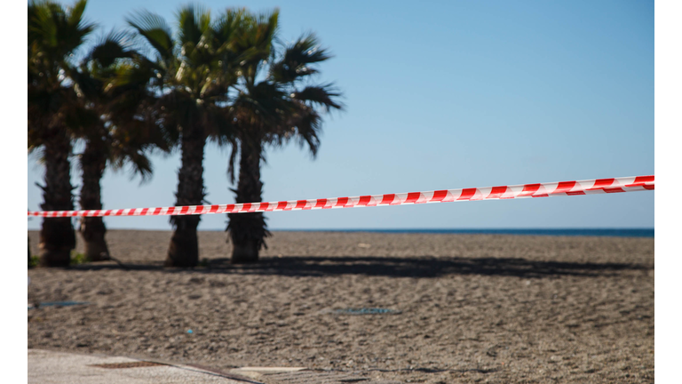 Tape across beach in Spain