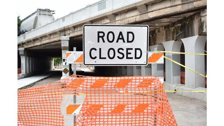 Road Work Ahead sign