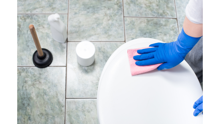 Cleaning toilet bowl. Cleaning the bathroom