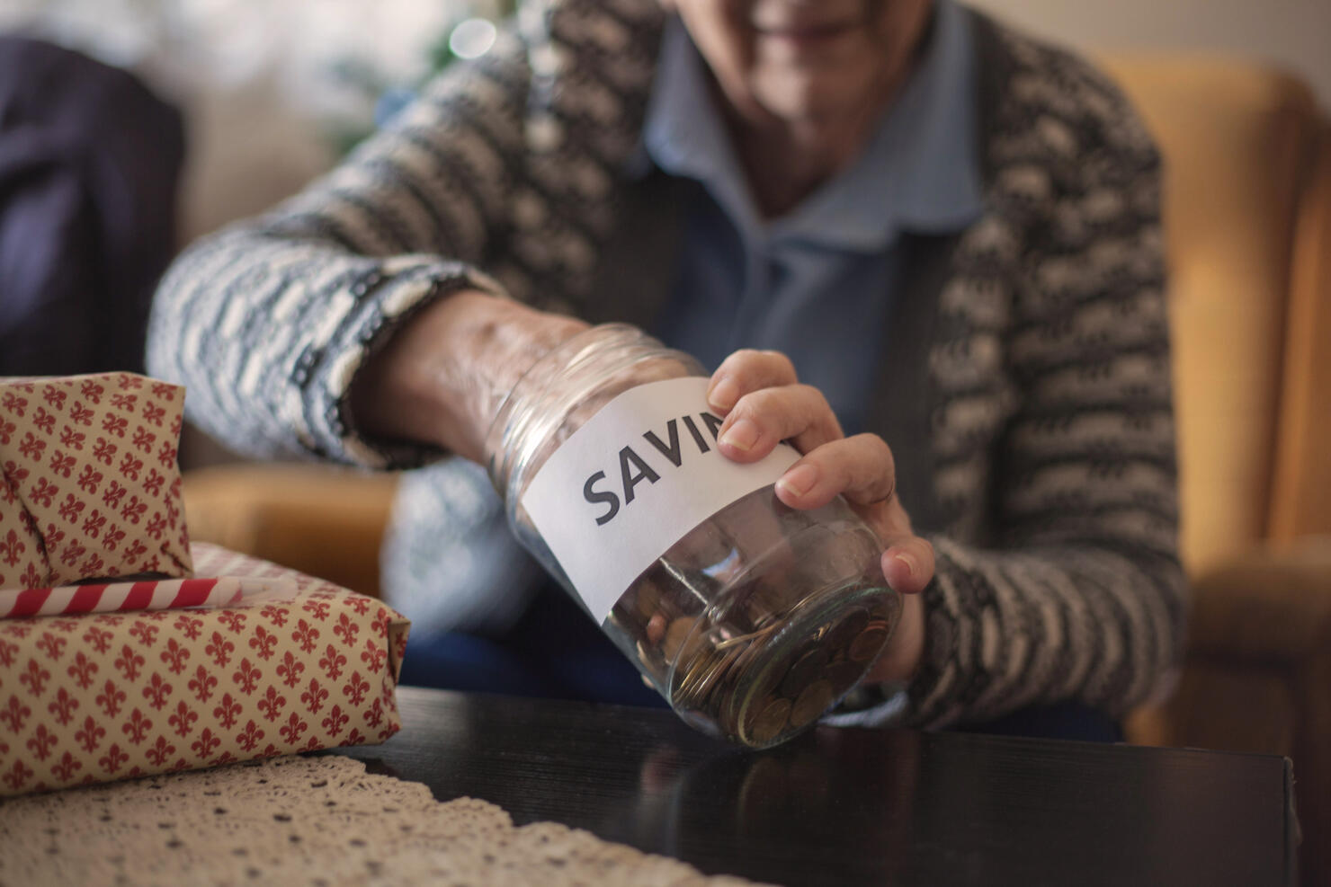 Half-empty jar for holidays.