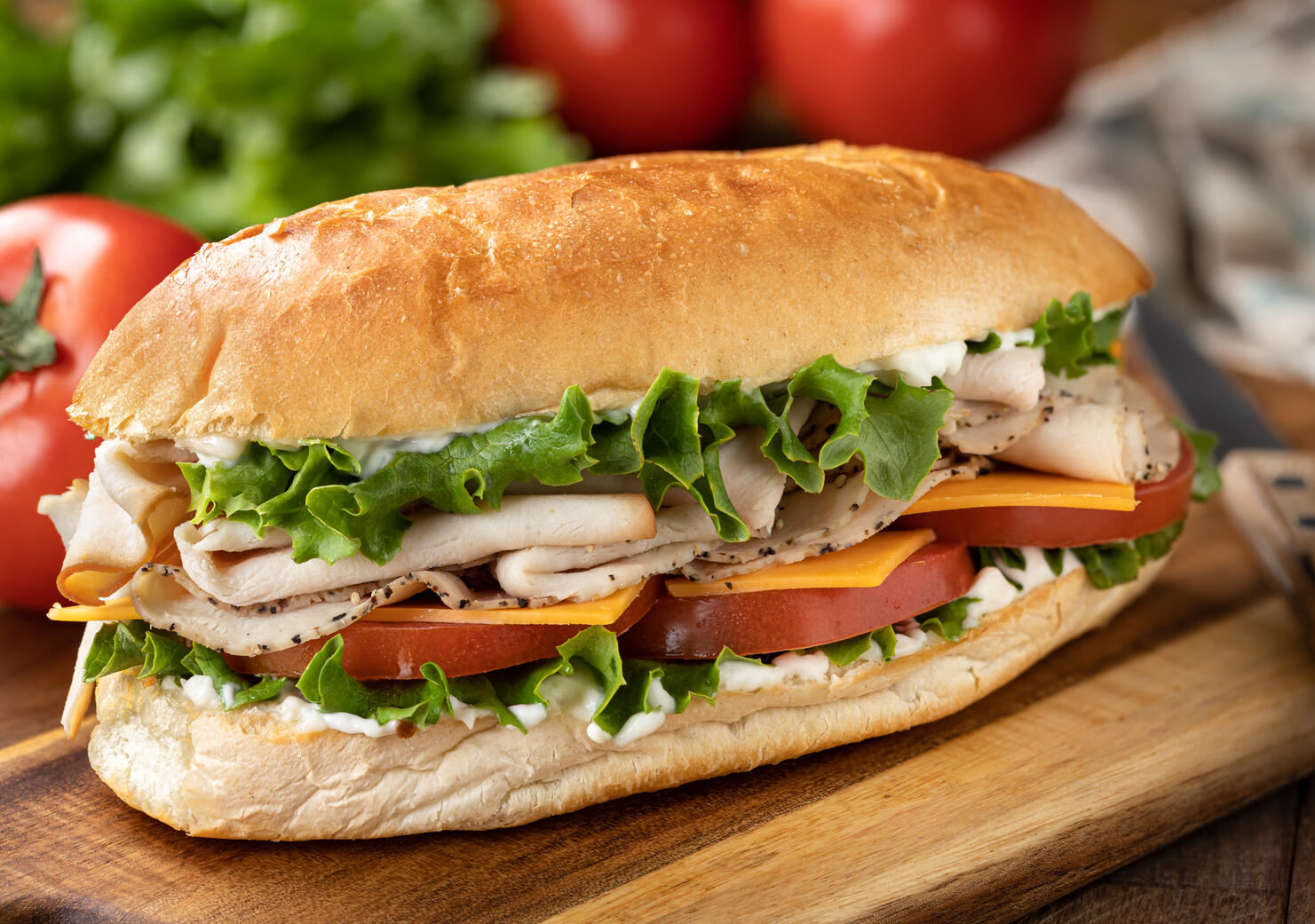 Turkey and ham submarine sandwich