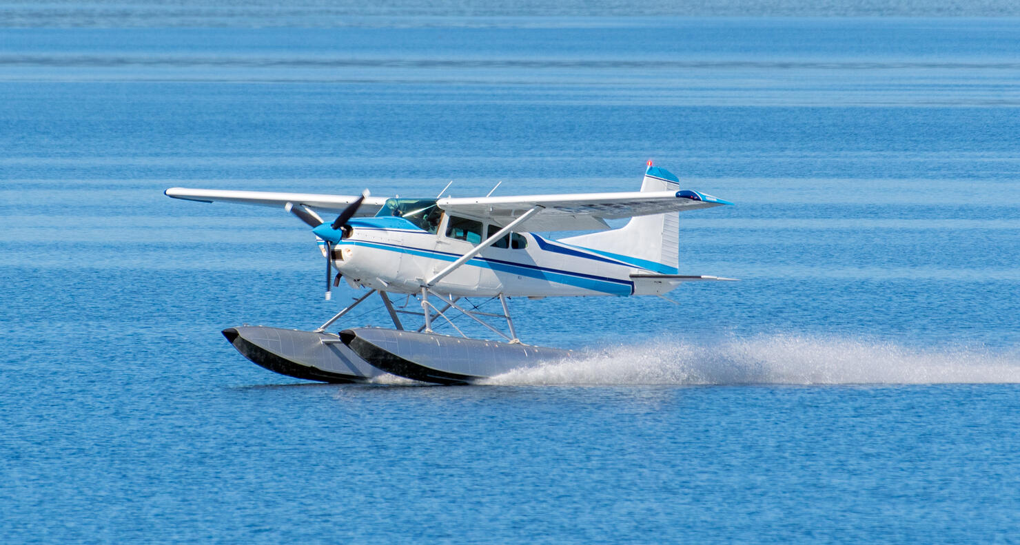 Seaplane Landing in ocean, Canada