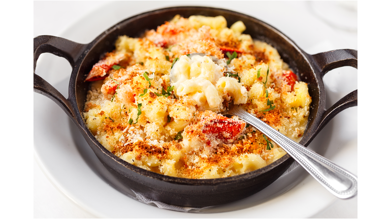 Lobster Macaroni and Cheese in a Cast Iron Skillet