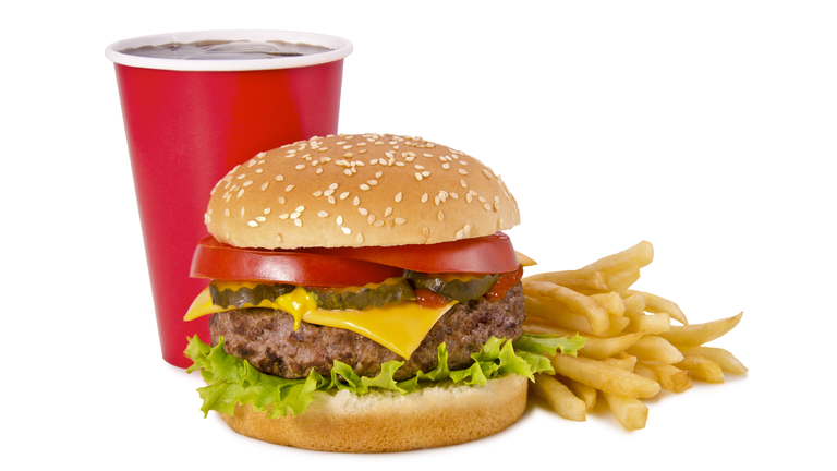 Burger, french fries and cola