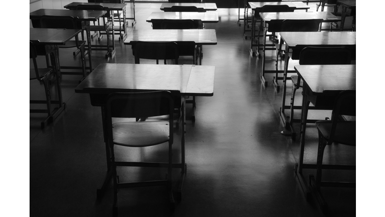 Empty Chairs And Tables In Classroom