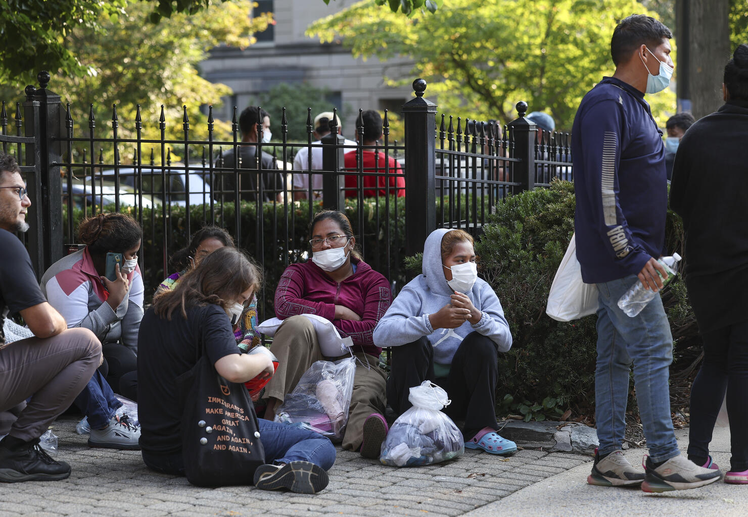 Migrants Sent From Texas By Bus Dropped Off Outside Vice President Harris' Residence