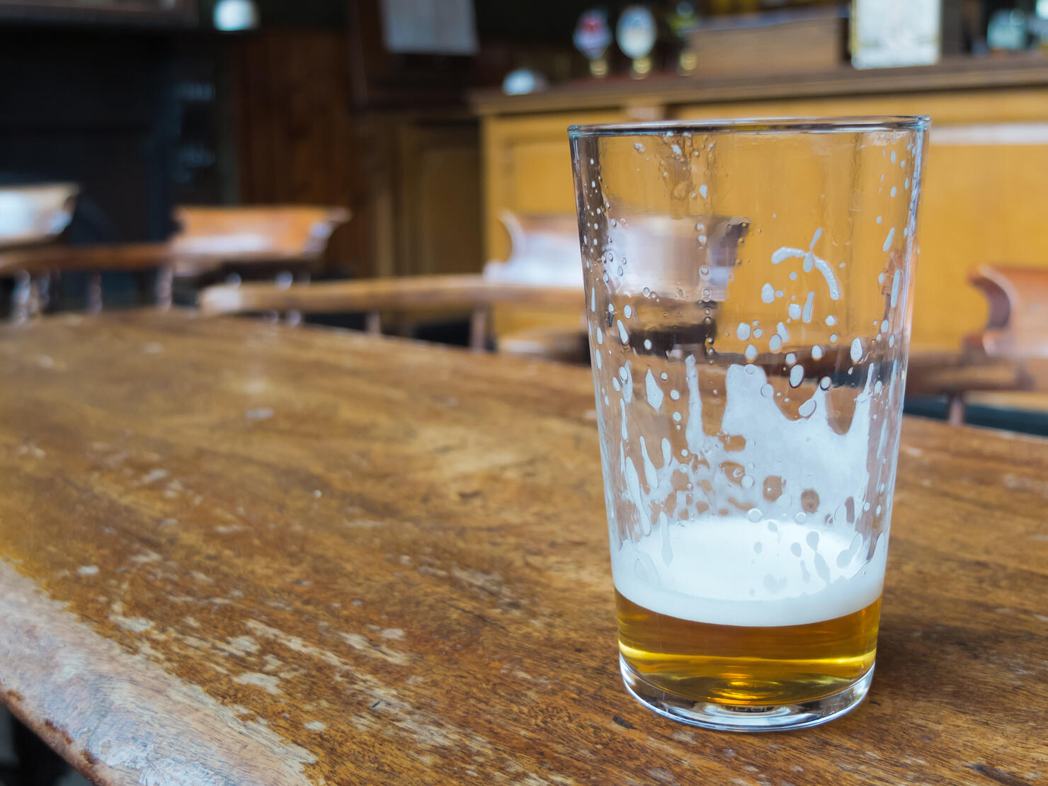 beer glass on bar table