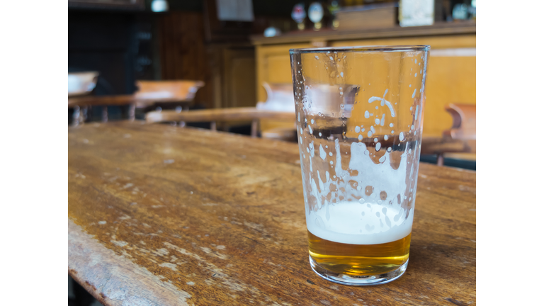 beer glass on bar table