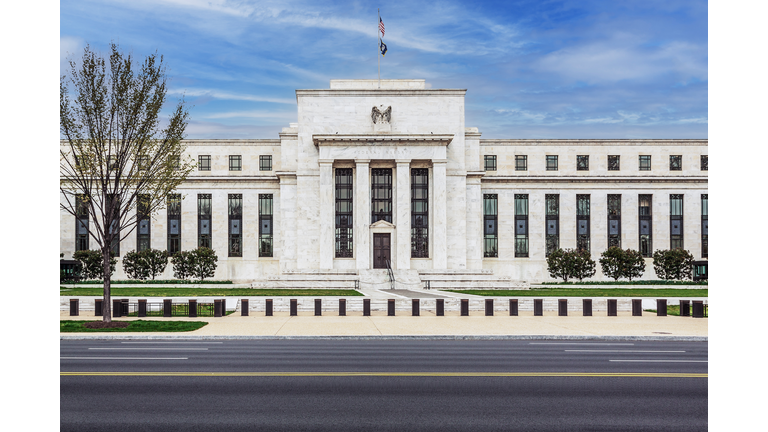 Federal Reserve Building and Blue Sky with Clouds, Washington DC, USA.