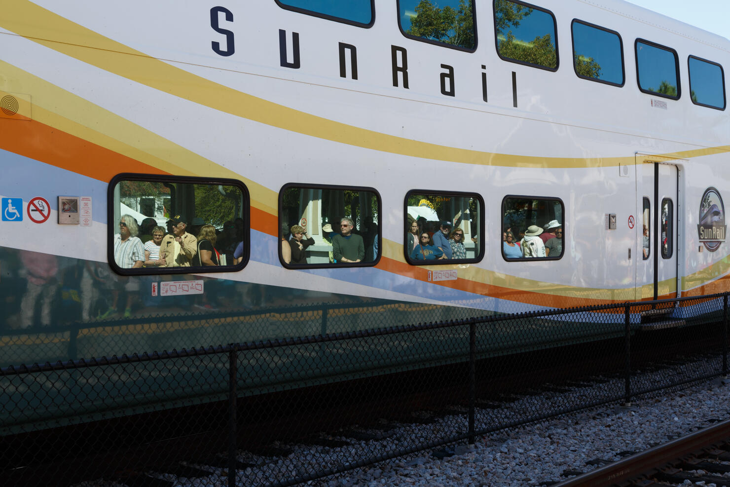 Crowd waits to board the SunRail Commuter Train