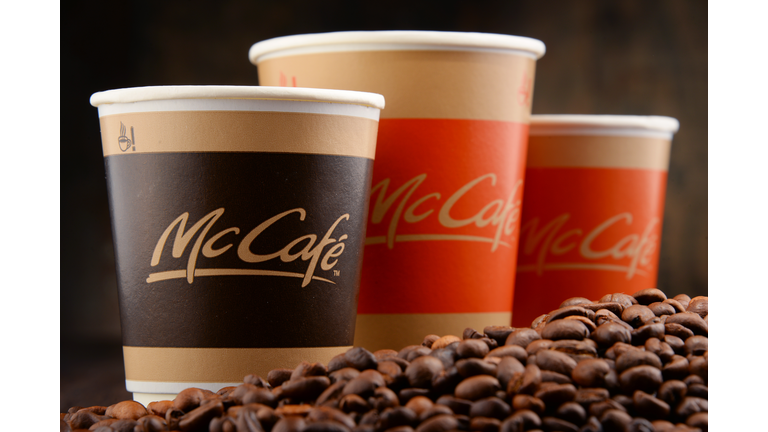 Composition with McCafe coffee cup and beans