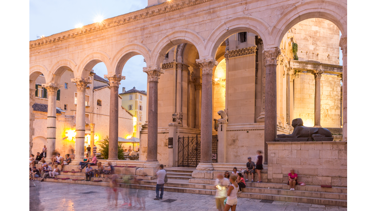 Tourists at peristyle in Split