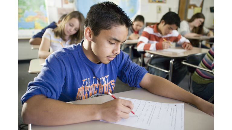 Eighth Grade Students Taking Test