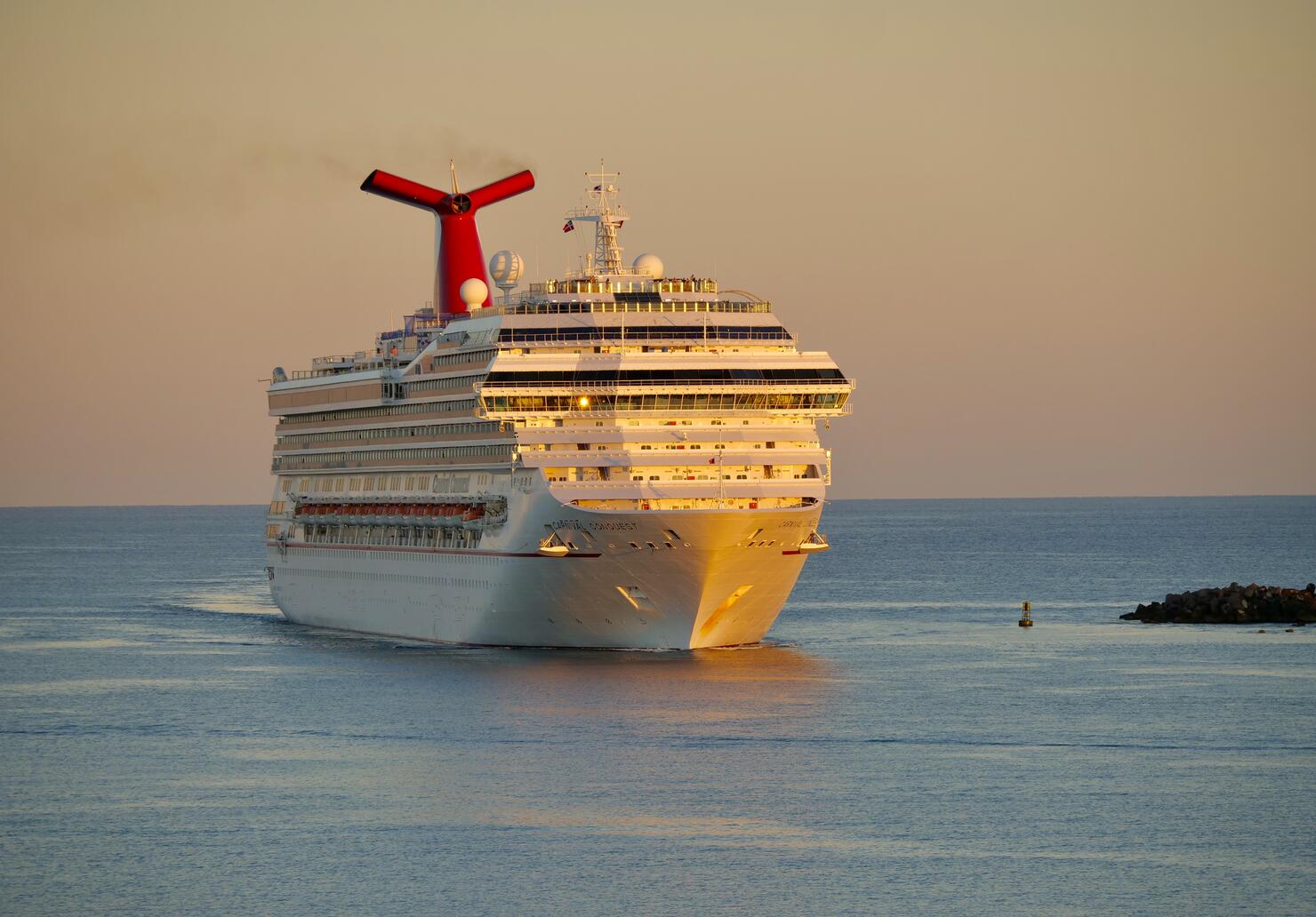 Cruise ship "Carnival Conquest" arrival at Nassau port.