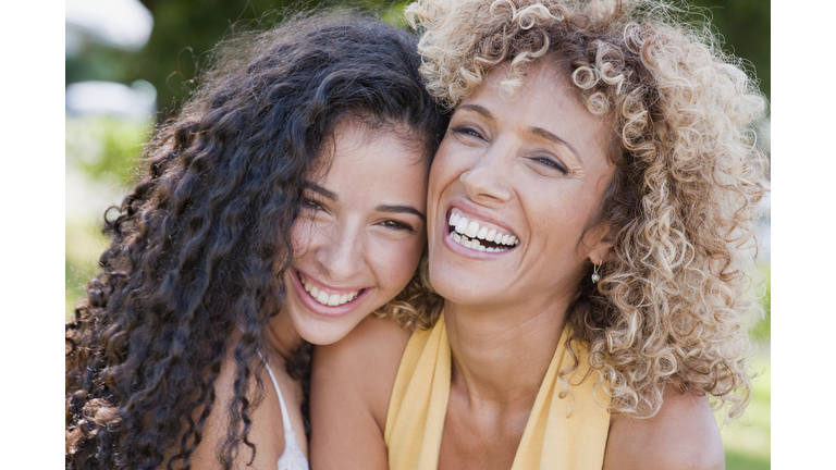 Israeli mother and daughter laughing