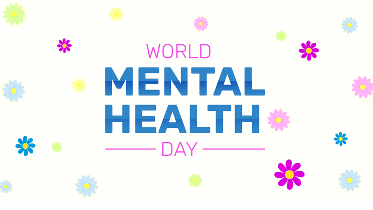 World Mental health day wallpaper in minimalist style with colorful flowers. International day of mental health background