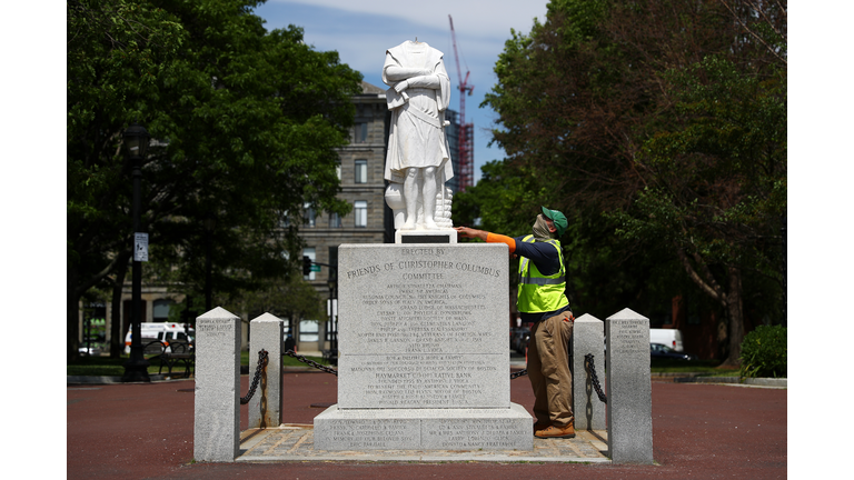 Head Removed From Christopher Columbus Statue In North End Of Boston