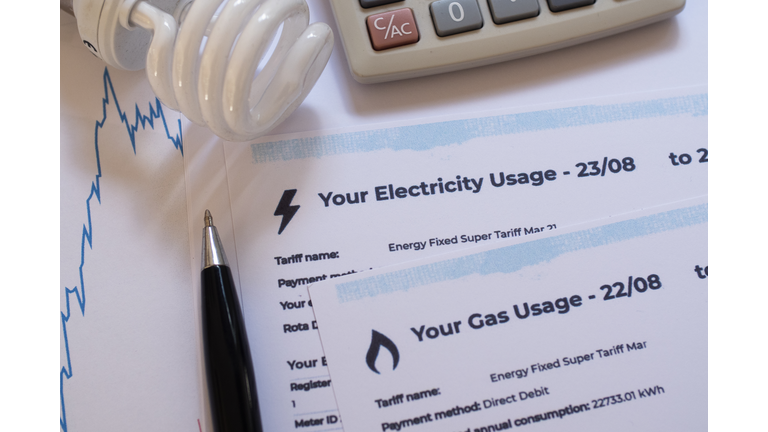 Close-up of Gas and Electric bills.