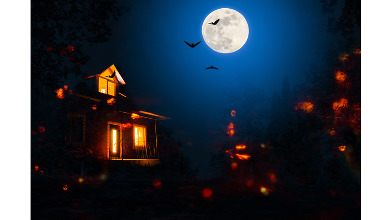 haunted house in the halloween night