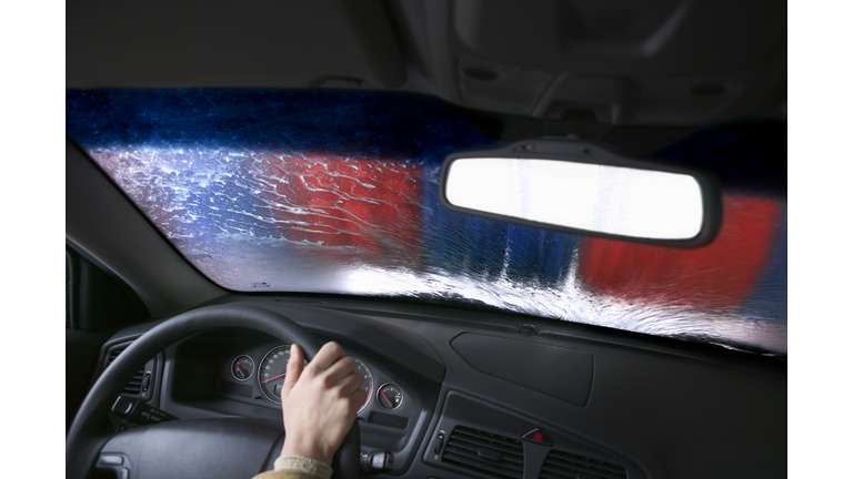 Car in carwash, close-up