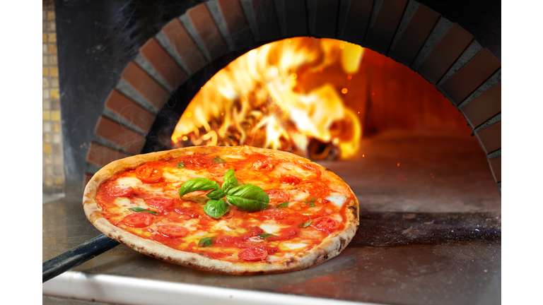Hot Margherita Pizza baked In Oven