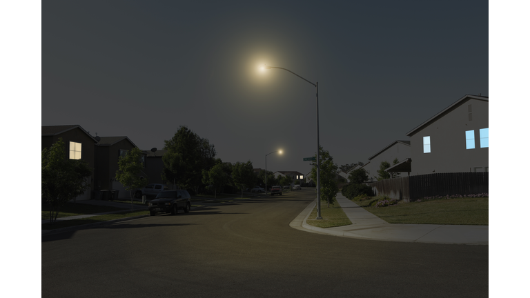 Suburban Street at Night