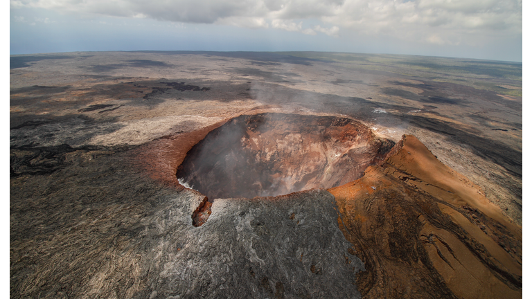 Aerial view of the crater of the Mauna Loa volcano on Big Island, Hawaii