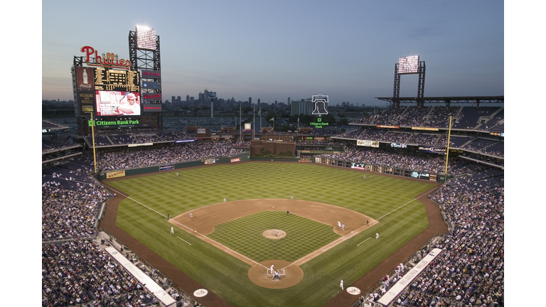 Night baseball game at Citizens Bank Park in Philadelphia