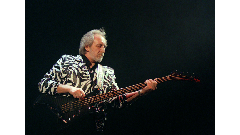 Bassist John Entwistle of The Who plays 13 May 199