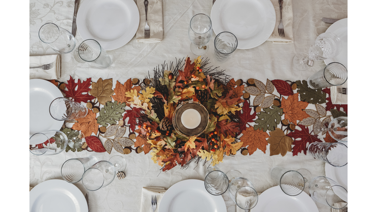 Table festively decorated for autumn holidays