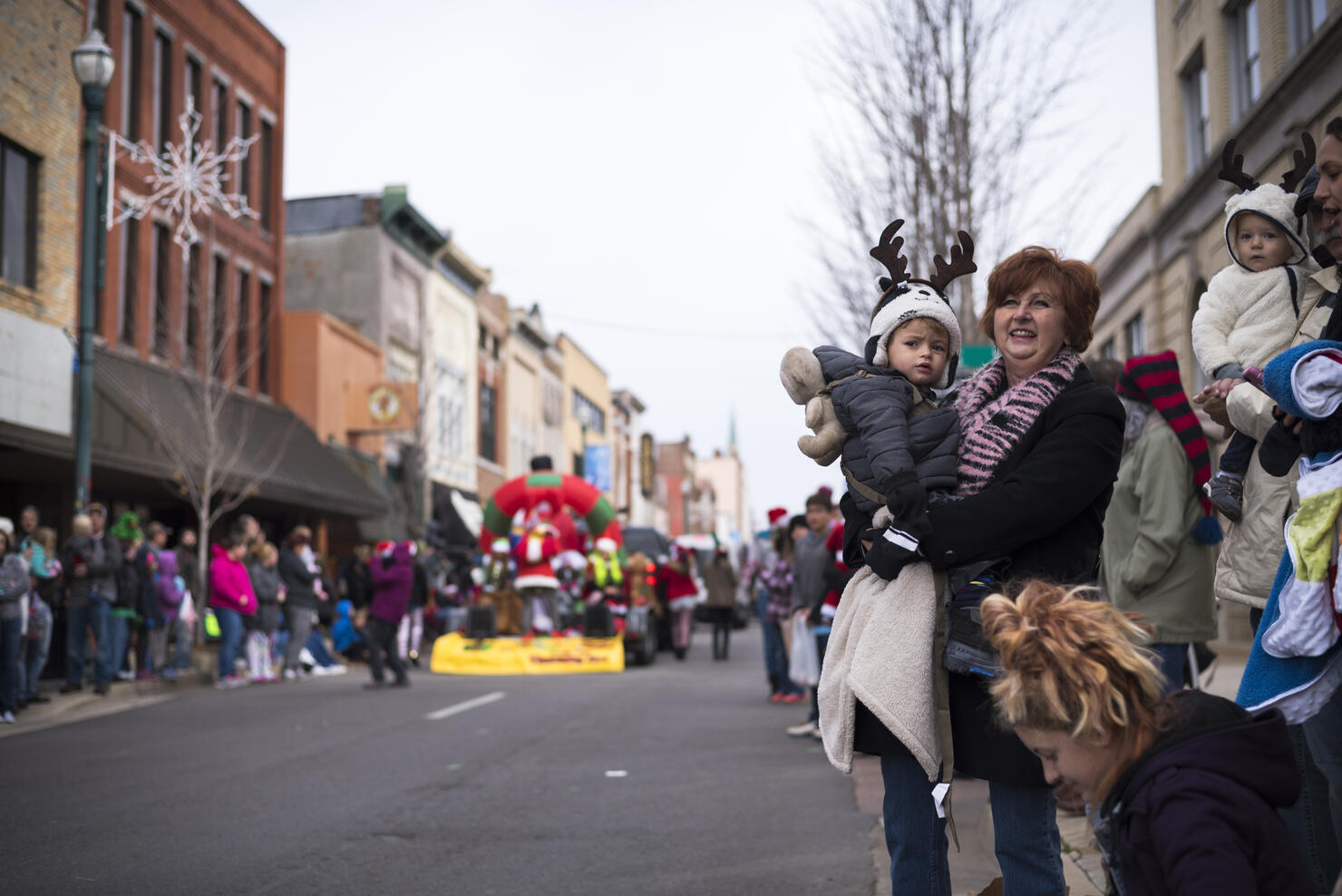 People at Christmas parade in Johnson City, Tennessee
