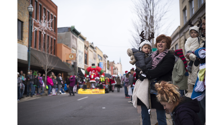 People at Christmas parade in Johnson City, Tennessee