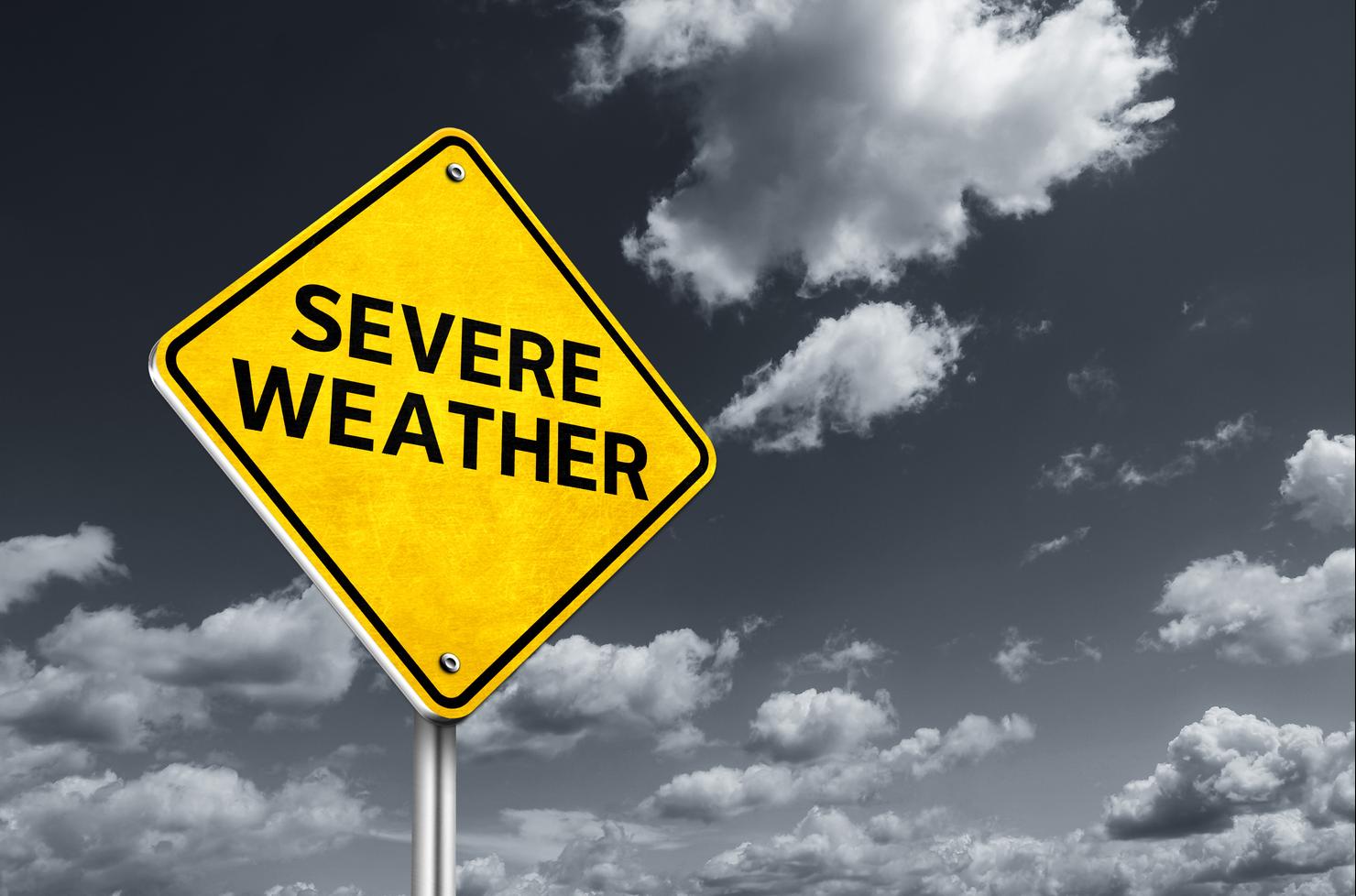 Severe Weather information road sign