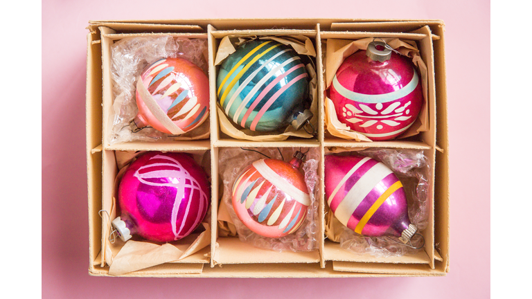 Vintage Christmas Ornaments In A Box, Cheerful Christmas Decorations