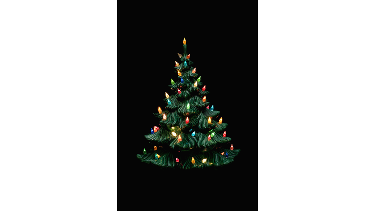 Ceramic Christmas tree on black background