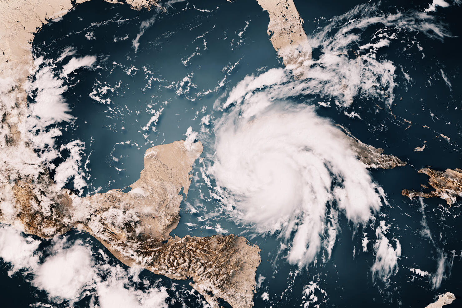 Hurricane Ian 2022 Cloud Map Caribbean Sea 3D Render Neutral