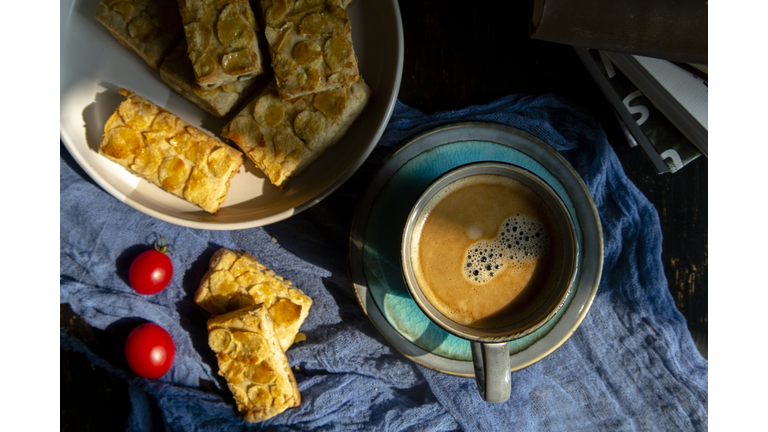 homemade honey corn flake and nut biscuit, at  coffee break