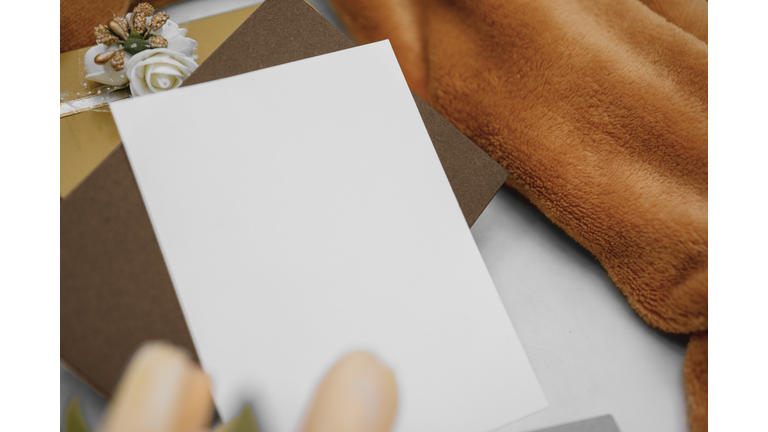 Invitation Card with Flower on Cozy Background.