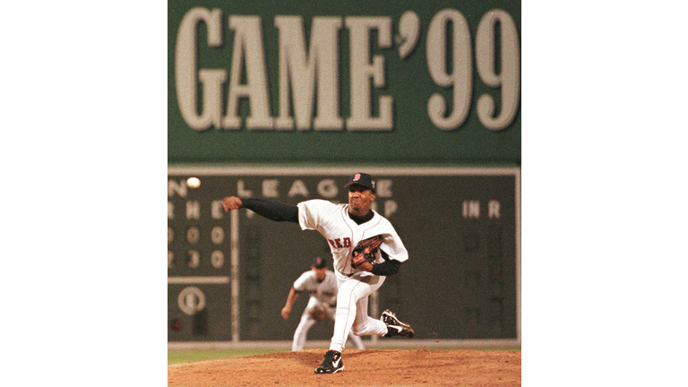 Pedro Martinez of the Boston Red Sox pitches in th