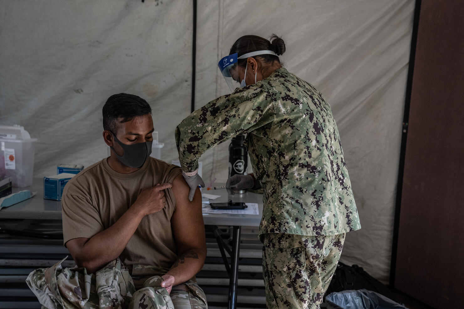 U.S Marines On Okinawa Receive Coronavirus Vaccination