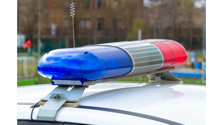 close-up of police flashing lights