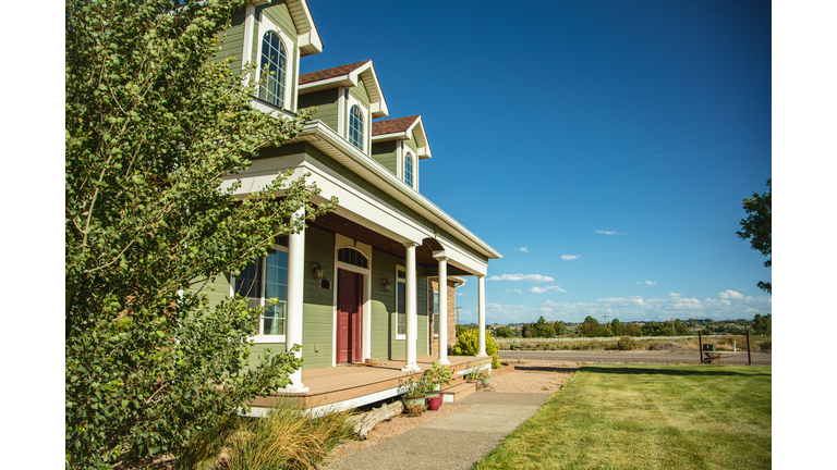 Sunny Spring Evening Residential Home View in Western USA Weather and Seasons Photo Series