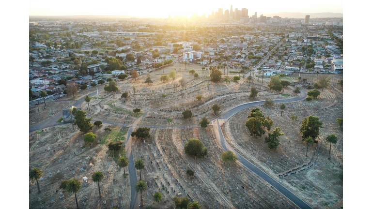 California's Drought And Water Restrictions Turn Cemeteries Brown