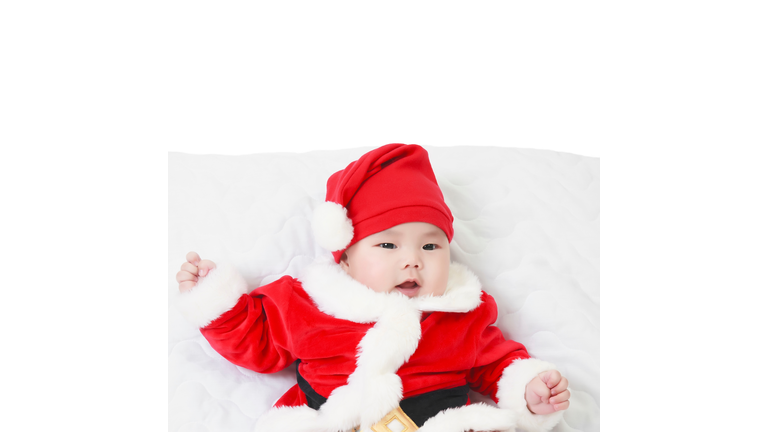 Baby dressed as Santa