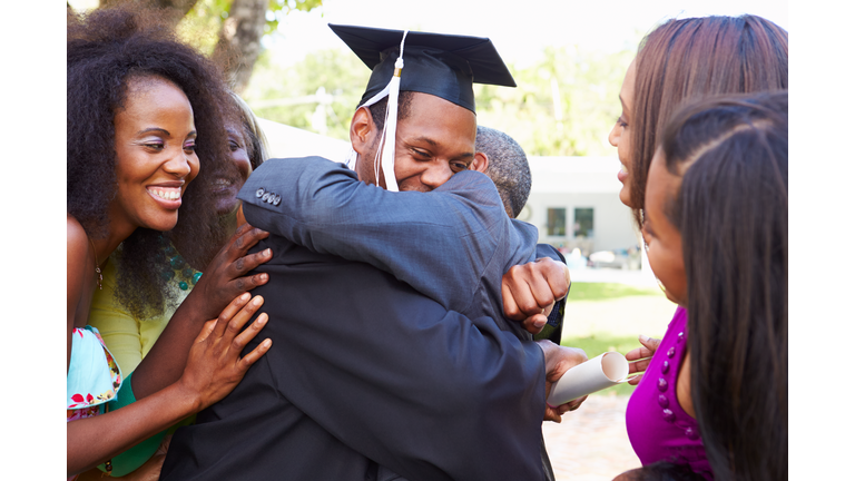 African American Student Celebrates Graduation