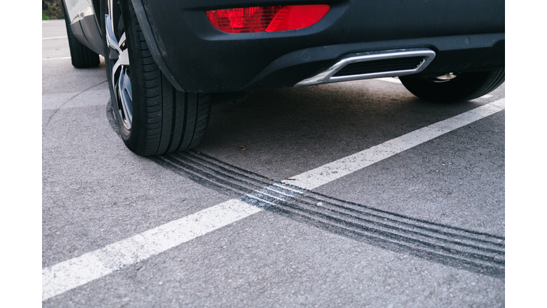 Skid mark on asphalt