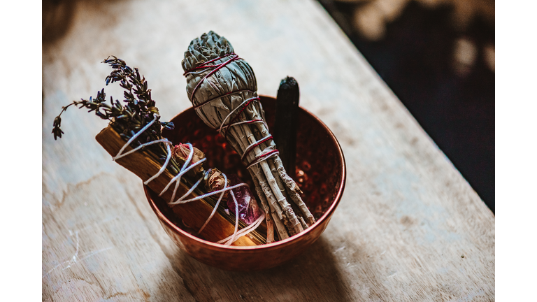 White Sage, Palo Santo, and Amethyst Stone for Energetic Cleaning